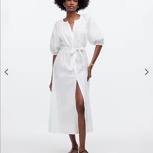MADEWELL NWT tie waist button front midi dress